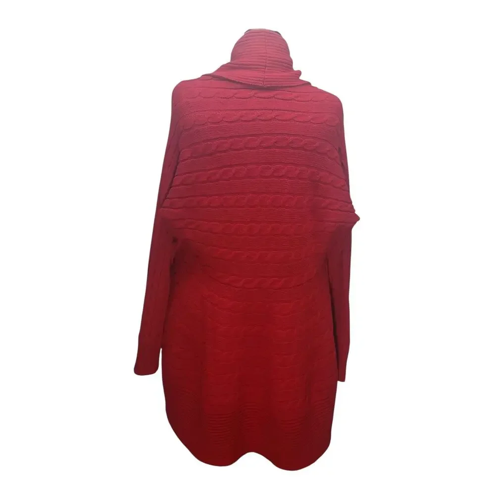 Chaps Women’s Plus 2X Red Cable Knit Waterfall Cardigan Sweater Cozy Cabincore
